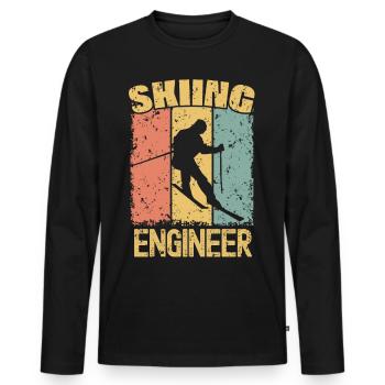 Ingénieur ski rétro - T-shirt manches longues Premium bio Homme - noir - Devant - Nico (187cm)