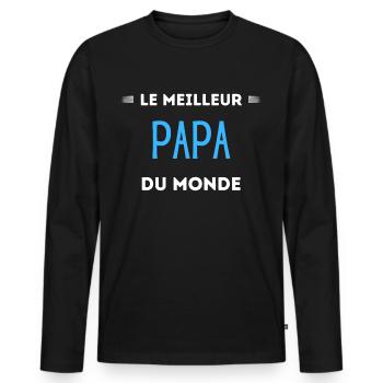 Le meilleur papa du monde - T-shirt manches longues Premium bio Homme - noir - Devant - Nico (187cm)