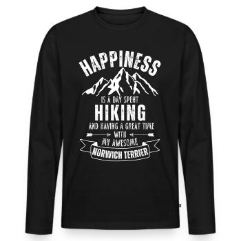 Wandern Norwich Terrier - Männer Premium Bio Langarmshirt - Schwarz - Vorne - Nico (187cm)