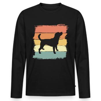 Beagle retro - Men's Premium Organic Long Sleeve Shirt - black - Front - Nico (187cm)