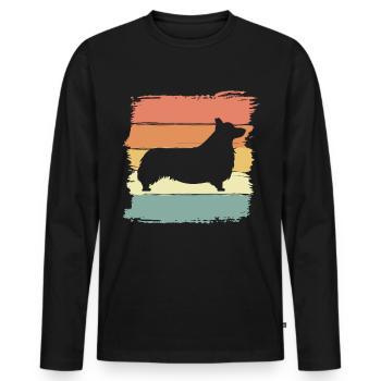 Corgi Retro - Männer Premium Bio Langarmshirt - Schwarz - Vorne - Nico (187cm)