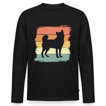 Akita retro - Männer Premium Bio Langarmshirt - Schwarz - Vorne - Nico (187cm)