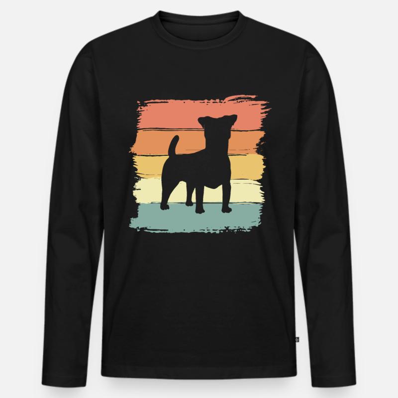 Russel-Terrier Retro - Männer Premium Bio Langarmshirt - Schwarz