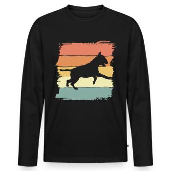 Pit-bull rétro - T-shirt manches longues Premium bio Homme - noir - Devant - Nico (187cm)