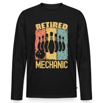 Bowling-Mechaniker im Ruhestand - Männer Premium Bio Langarmshirt - Schwarz - Vorne - Nico (187cm)