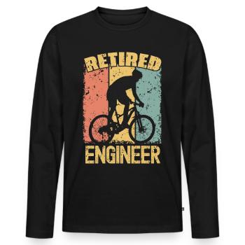 Biking retired engineer - Men's Premium Organic Long Sleeve Shirt - black - Front - Nico (187cm)