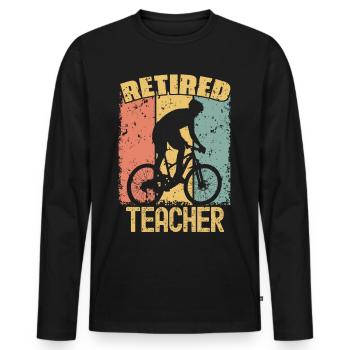 Professeur de vélo à la retraite - T-shirt manches longues Premium bio Homme - noir - Devant - Nico (187cm)