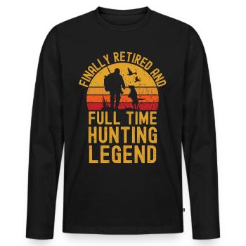 Légende de la retraite et de la chasse - T-shirt manches longues Premium bio Homme - noir - Devant - Nico (187cm)