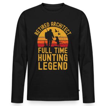 Retired architect hunting legend - Men's Premium Organic Long Sleeve Shirt - black - Front - Nico (187cm)