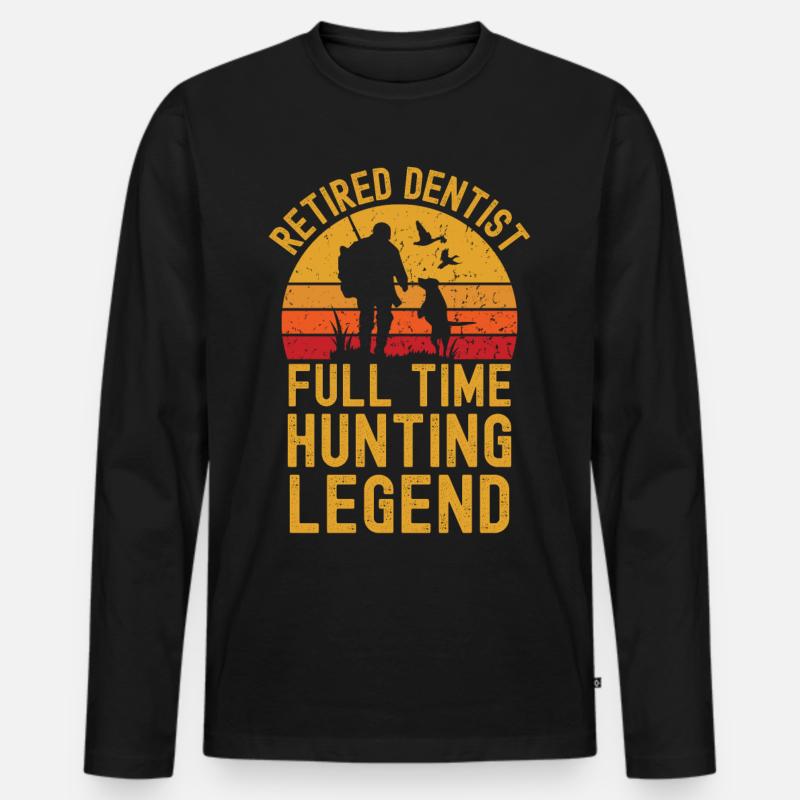 Pensionierte Zahnarzt-Jagdlegende - Männer Premium Bio Langarmshirt - Schwarz