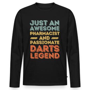 Pharmacien Darts légende rétro - T-shirt manches longues Premium bio Homme - noir - Devant - Nico (187cm)