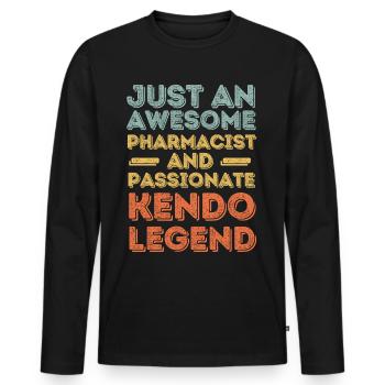 Pharmacist Kendo legend retro - Men's Premium Organic Long Sleeve Shirt - black - Front - Nico (187cm)