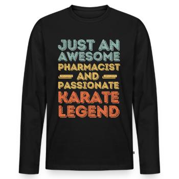 Apotheker Karate Legende retro - Männer Premium Bio Langarmshirt - Schwarz - Vorne - Nico (187cm)