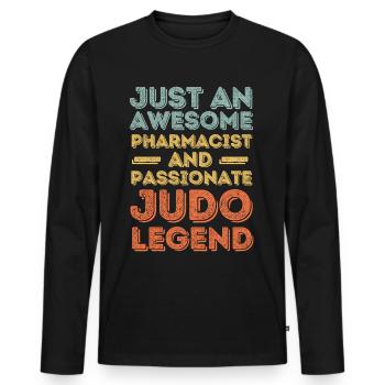 Pharmacist Judo legend retro - Men's Premium Organic Long Sleeve Shirt - black - Front - Nico (187cm)