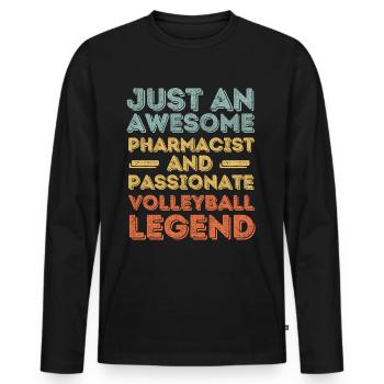 Pharmacien Volleyball légende rétro - T-shirt manches longues Premium bio Homme - noir - Devant - Nico (187cm)