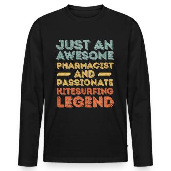 Pharmacien Kitesurf légende rétro - T-shirt manches longues Premium bio Homme - noir - Devant - Nico (187cm)