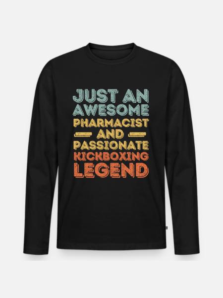 Pharmacist Kickboxing legend retro - Men's Premium Organic Long Sleeve Shirt - black