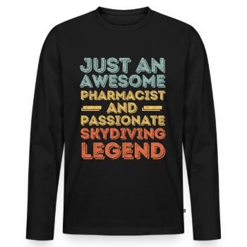 Pharmacien Parachutisme légende rétro - T-shirt manches longues Premium bio Homme - noir - Devant - Nico (187cm)