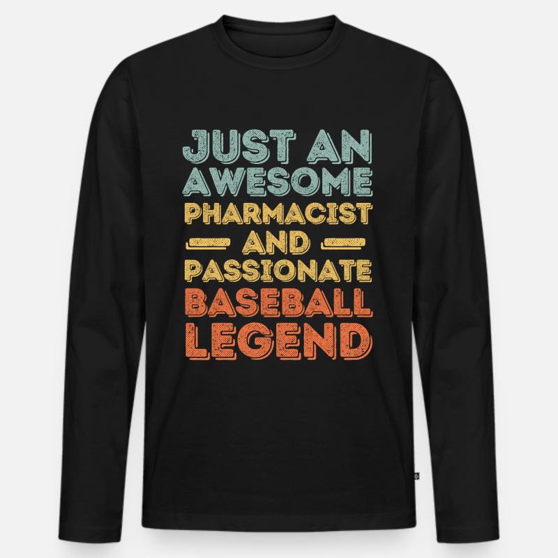 Apotheker Baseball-Legende retro - Männer Premium Bio Langarmshirt - Schwarz