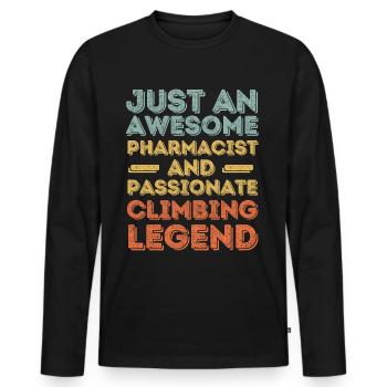 Pharmacien Légende de l’escalade rétro - T-shirt manches longues Premium bio Homme - noir - Devant - Nico (187cm)