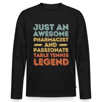 Pharmacien Légende du tennis de table rétro - T-shirt manches longues Premium bio Homme - noir - Devant - Nico (187cm)