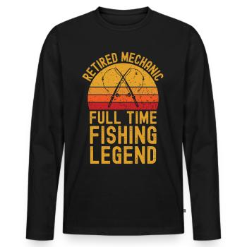 Mécanicien légende de la pêche à la retraite - T-shirt manches longues Premium bio Homme - noir - Devant - Nico (187cm)