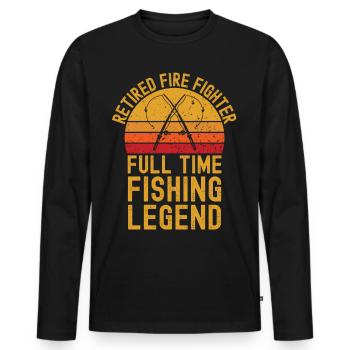 Légende de la pêche aux pompiers à la retraite - T-shirt manches longues Premium bio Homme - noir - Devant - Nico (187cm)