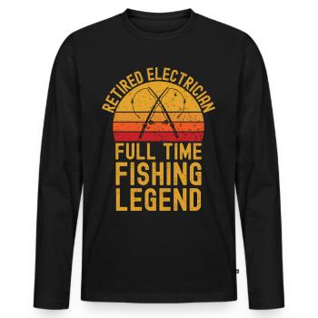 Légende de la pêche électricien à la retraite - T-shirt manches longues Premium bio Homme - noir - Devant - Nico (187cm)