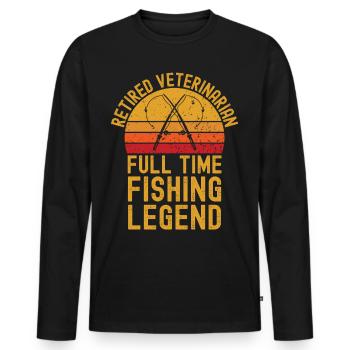 Légende de pêche vétérinaire à la retraite - T-shirt manches longues Premium bio Homme - noir - Devant - Nico (187cm)