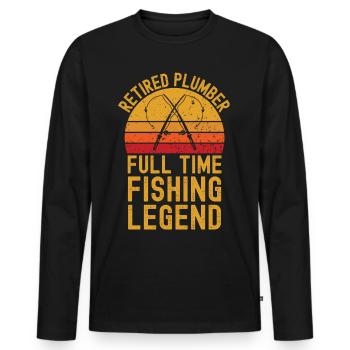 Légende de la pêche plombière à la retraite - T-shirt manches longues Premium bio Homme - noir - Devant - Nico (187cm)