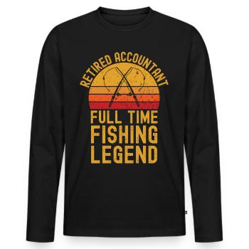 Légende de la pêche comptable à la retraite - T-shirt manches longues Premium bio Homme - noir - Devant - Nico (187cm)