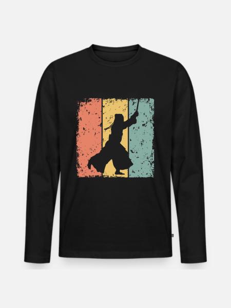 Kendo retro - Men's Premium Organic Long Sleeve Shirt - black
