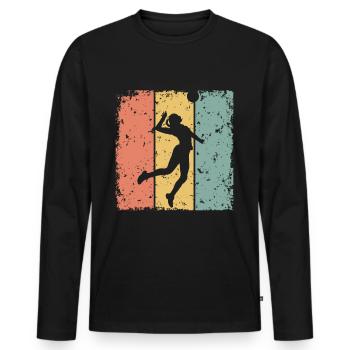 Volleyball féminin rétro - T-shirt manches longues Premium bio Homme - noir - Devant - Nico (187cm)