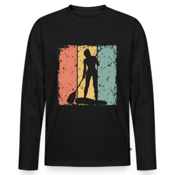 Damen Paddleboard retro - Männer Premium Bio Langarmshirt - Schwarz - Vorne - Nico (187cm)