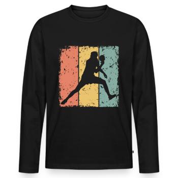Tennis de table rétro - T-shirt manches longues Premium bio Homme - noir - Devant - Nico (187cm)