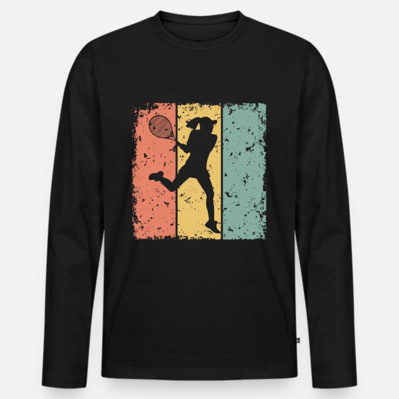 Damen Tennis retro - Männer Premium Bio Langarmshirt - Schwarz