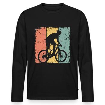 Biking retro - Men's Premium Organic Long Sleeve Shirt - black - Front - Nico (187cm)