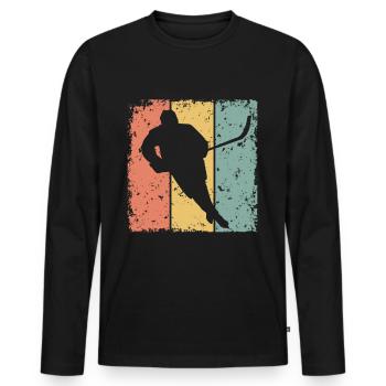 Eishockey Retro - Männer Premium Bio Langarmshirt - Schwarz - Vorne - Nico (187cm)