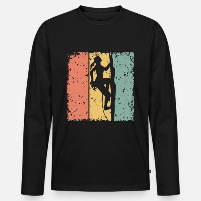 Frauen Klettern retro - Männer Premium Bio Langarmshirt - Schwarz