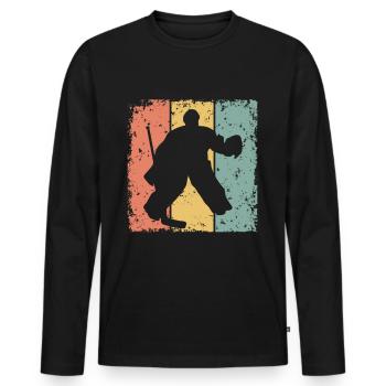 Eishockey Torwart retro - Männer Premium Bio Langarmshirt - Schwarz - Vorne - Nico (187cm)