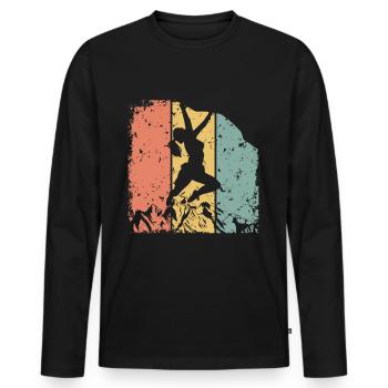 Femmes Escalade rétro - T-shirt manches longues Premium bio Homme - noir - Devant - Nico (187cm)