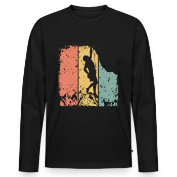 Escalade rétro - T-shirt manches longues Premium bio Homme - noir - Devant - Nico (187cm)