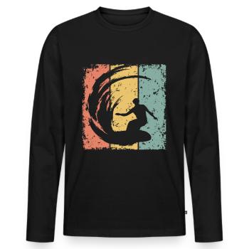 Surfing retro - Men's Premium Organic Long Sleeve Shirt - black - Front - Nico (187cm)