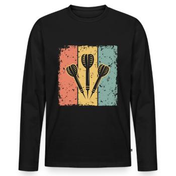 Darts retro - Men's Premium Organic Long Sleeve Shirt - black - Front - Nico (187cm)