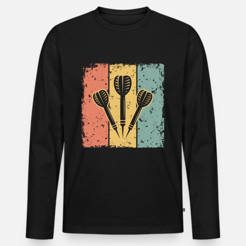 Darts Retro - Männer Premium Bio Langarmshirt - Schwarz