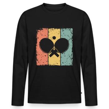 Tennis de table rétro - T-shirt manches longues Premium bio Homme - noir - Devant - Nico (187cm)