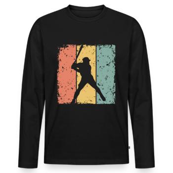 Baseball rétro - T-shirt manches longues Premium bio Homme - noir - Devant - Nico (187cm)