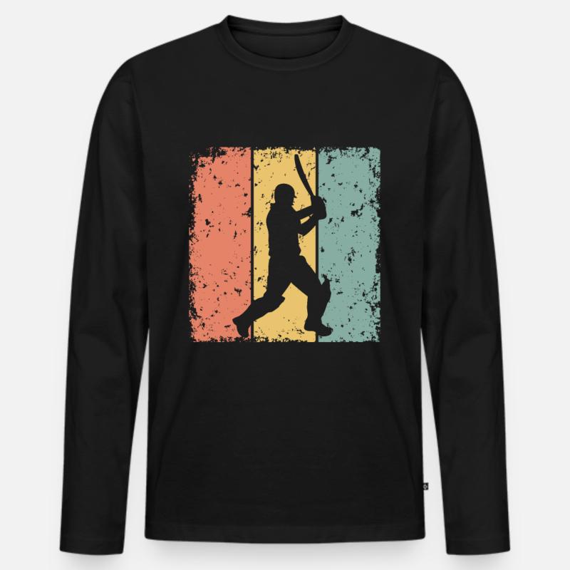 Cricket retro - Männer Premium Bio Langarmshirt - Schwarz