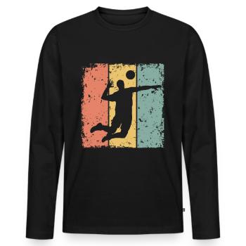 Volleyball rétro - T-shirt manches longues Premium bio Homme - noir - Devant - Nico (187cm)