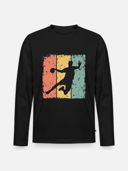 Handball retro - Männer Premium Bio Langarmshirt - Schwarz